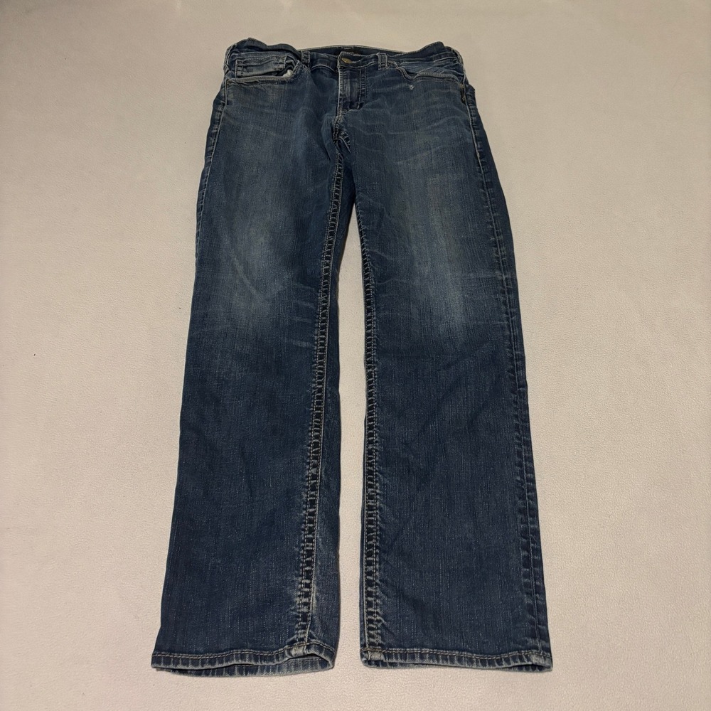 Silver Jeans Co Mens Eddie Relaxed Tapered Leg Blue Jeans 32x32 Classic